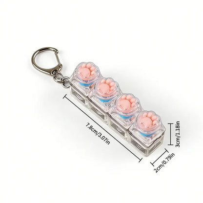 LED Light Keychain Keyboard with Press and Click Buttons Button Clicker Keychain Multi Purpose Keychain Fidget Toy for Relieving Stress and Anxiety Portable Office Desk Accessories Office Decoration Gifts Sensory Fidget Keychain Fidget Keyring