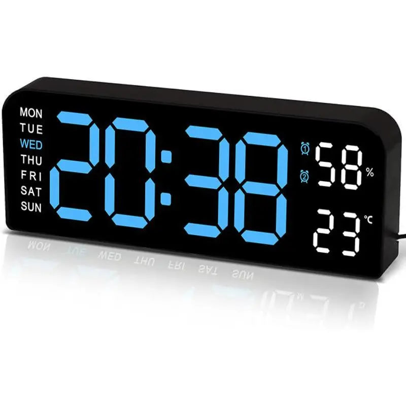 【Summer Sale Deals】Usb & Battery Charging Digital Wall Clock,Large Screen Wall Clock with Indoor Temperature Date Week Display Digital Clock, Multifunctional Alarm Clock，Halloween Gifts