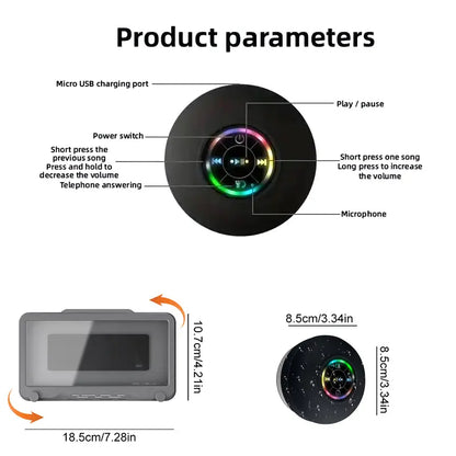 Waterproof Bluetooth-Compatible Speaker with LED Lights, Portable Wireless Mini Speaker for Bathroom, Kitchen and Outdoor Use, IPX4 Water-Resistant, Rechargeable Waterproof Speaker