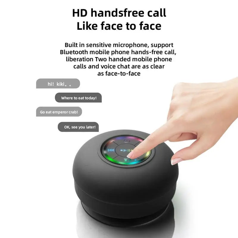 Waterproof Bluetooth-Compatible Speaker with LED Lights, Portable Wireless Mini Speaker for Bathroom, Kitchen and Outdoor Use, IPX4 Water-Resistant, Rechargeable Waterproof Speaker