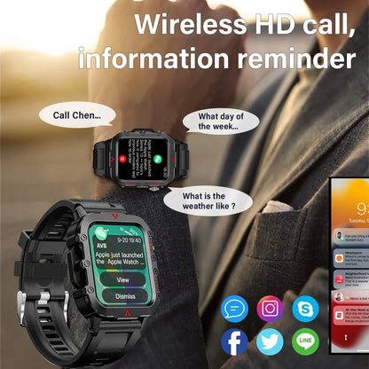 New Men'S Smart Watch LED Flashlight Outdoor Sports Smart Watch Wristwatch Health Monitoring Smart Watch