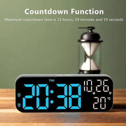 【Summer Sale Deals】Usb & Battery Charging Digital Wall Clock,Large Screen Wall Clock with Indoor Temperature Date Week Display Digital Clock, Multifunctional Alarm Clock，Halloween Gifts