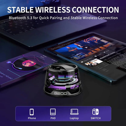Circuiliving G200 Compact Portable Magnetic-Suction Cup Bluetooth Speaker - IPX4 Waterproof, RGB Lights, TWS Stereo Surround Sound, Smartphone Holder, Suitable for Outdoor & Car Use, Compatible with Iphone & Android, Ideal Gift