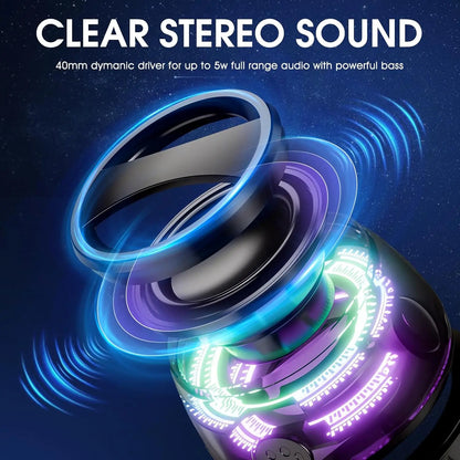 Circuiliving G200 Compact Portable Magnetic-Suction Cup Bluetooth Speaker - IPX4 Waterproof, RGB Lights, TWS Stereo Surround Sound, Smartphone Holder, Suitable for Outdoor & Car Use, Compatible with Iphone & Android, Ideal Gift