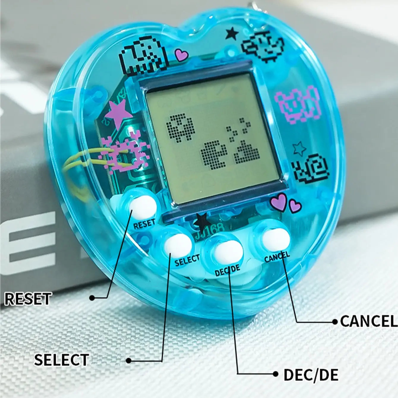 Mini Virtual Pet Game Console, 168 Pet Options Availabletransparent Heart-Shaped Appearance with DIY Customizationportable Design (Can Be Used as Keychain/Bag Pendant)Educational Interactive Toy for Kids’ Pet-Raising Funideal Gift for Halloween