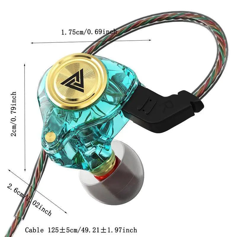 QKZ AK3 Portable Wired In-Ear Earphone, Wired Headphones with Mic, Hifi Subwoofer Noise Cancelling Wired Earphones for Game Sports, 3D Stereo Sound Headphones for Gym & Sports & Game, Headphones 8D Audio, Electronic Audio Earbud In-Ear Monitor Hifi Heavy,