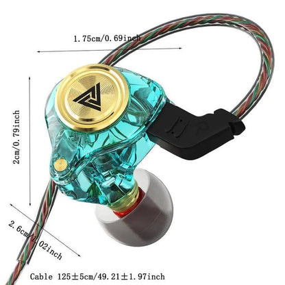 QKZ AK3 Portable Wired In-Ear Earphone, Wired Headphones with Mic, Hifi Subwoofer Noise Cancelling Wired Earphones for Game Sports, 3D Stereo Sound Headphones for Gym & Sports & Game, Headphones 8D Audio, Electronic Audio Earbud In-Ear Monitor Hifi Heavy,