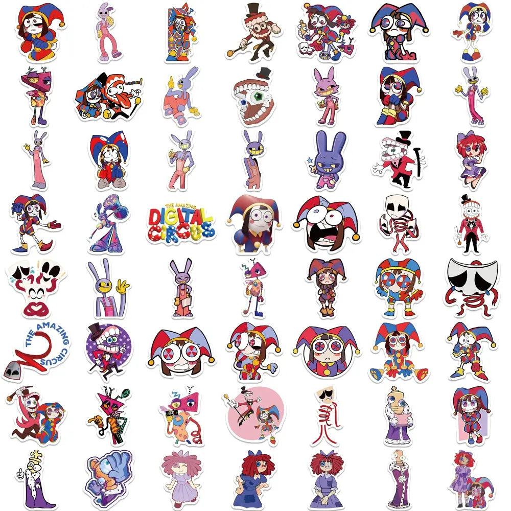 56Pcs Magic Number Circus Stickers, Sticker Packs, Guitar Notebook Luggage DIY Waterproof Decals, Flat Style, Ca Prop 65 Compliant, Decorative Stickers