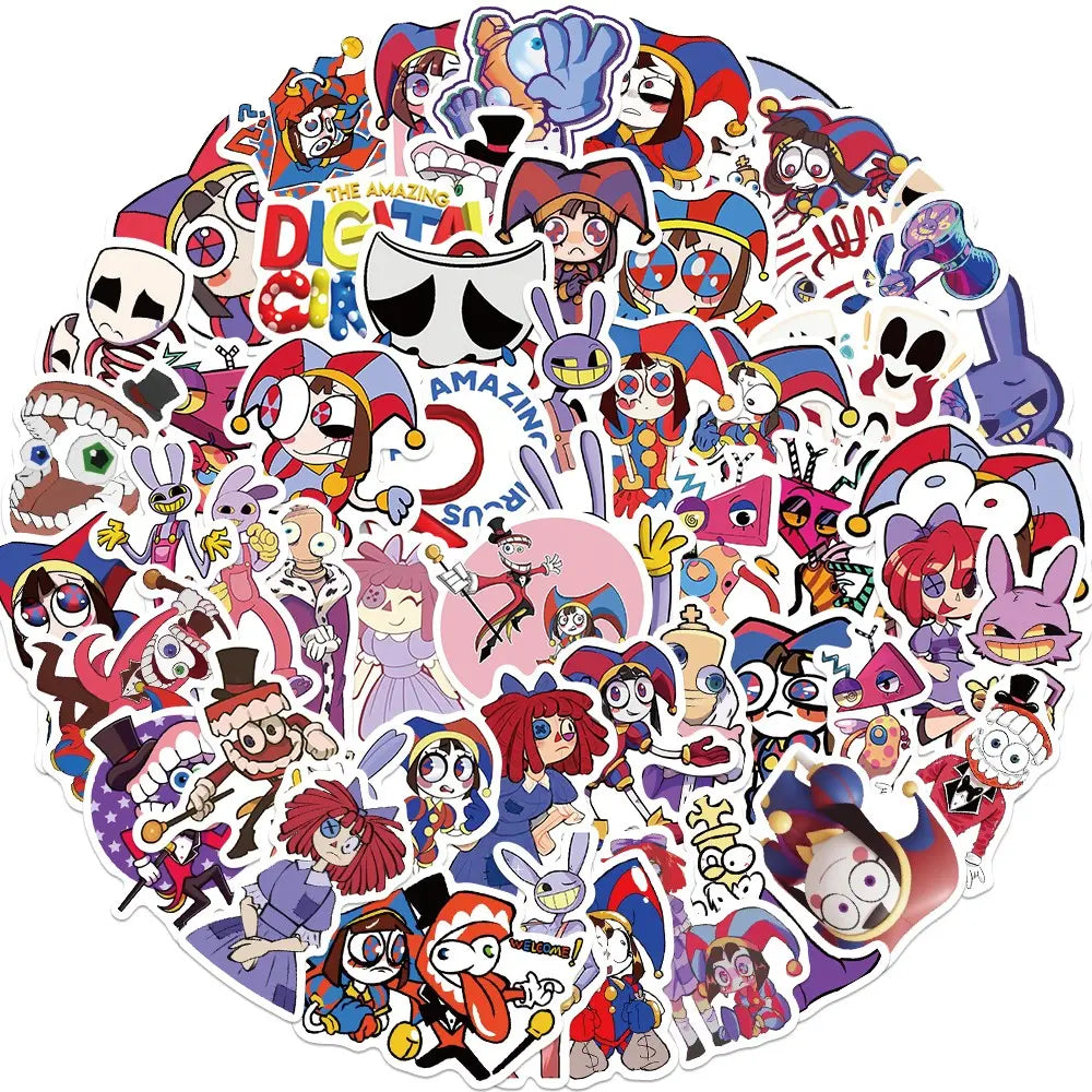 56Pcs Magic Number Circus Stickers, Sticker Packs, Guitar Notebook Luggage DIY Waterproof Decals, Flat Style, Ca Prop 65 Compliant, Decorative Stickers