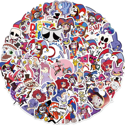 56Pcs Magic Number Circus Stickers, Sticker Packs, Guitar Notebook Luggage DIY Waterproof Decals, Flat Style, Ca Prop 65 Compliant, Decorative Stickers