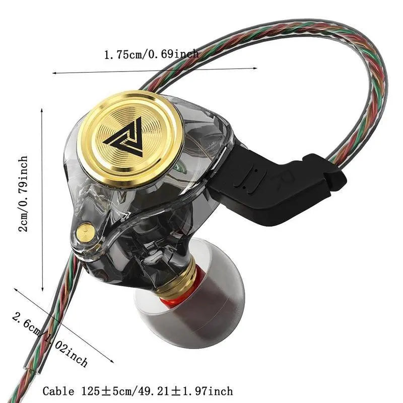 QKZ AK3 Portable Wired In-Ear Earphone, Wired Headphones with Mic, Hifi Subwoofer Noise Cancelling Wired Earphones for Game Sports, 3D Stereo Sound Headphones for Gym & Sports & Game, Headphones 8D Audio, Electronic Audio Earbud In-Ear Monitor Hifi Heavy,