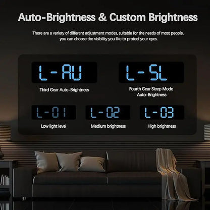 【Summer Sale Deals】Usb & Battery Charging Digital Wall Clock,Large Screen Wall Clock with Indoor Temperature Date Week Display Digital Clock, Multifunctional Alarm Clock，Halloween Gifts