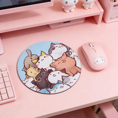 Fashion Cartoon round Mouse Pad, Anti-Slip Rubber Base, Computer Gaming Mouse Mat, Small Desktop Pad for Girls and Ladies, 7.87 Inches, Desktop Accessory