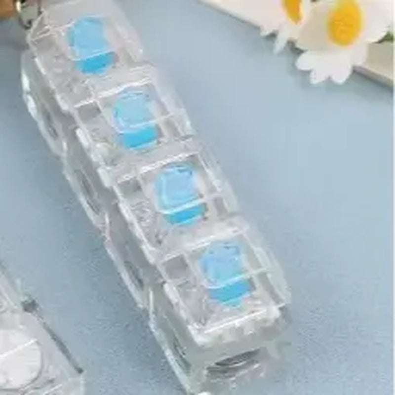 【Summervibes】Fidget Toys 1 Count LED Keyboard Keychain Fingertip Clicker Stress Relief Keychain Interesting Pendant‌ for Boys and Girls Portable Keychain Light with Crystal Keycaps and Transparent Design Unisex Elegant Style,Anxiety Toy