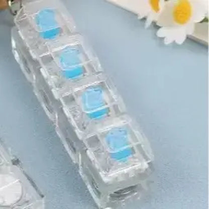 【Summervibes】Fidget Toys 1 Count LED Keyboard Keychain Fingertip Clicker Stress Relief Keychain Interesting Pendant‌ for Boys and Girls Portable Keychain Light with Crystal Keycaps and Transparent Design Unisex Elegant Style,Anxiety Toy