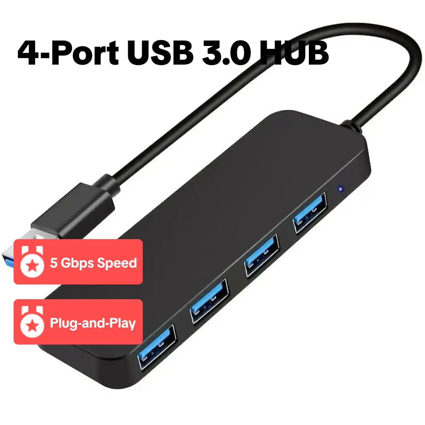 4-In-1 USB 3.0 Hub, Portable USB Hub 4-Port Hub Splitter Multi-Function Adapter and Extension for Laptops, Desktop Computers and Phones, Office Accessories #GLOBAL PICKS