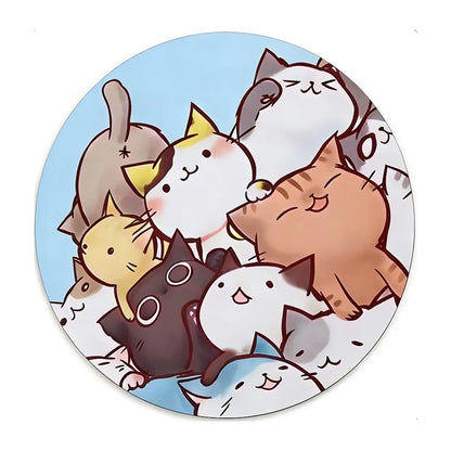 Fashion Cartoon round Mouse Pad, Anti-Slip Rubber Base, Computer Gaming Mouse Mat, Small Desktop Pad for Girls and Ladies, 7.87 Inches, Desktop Accessory