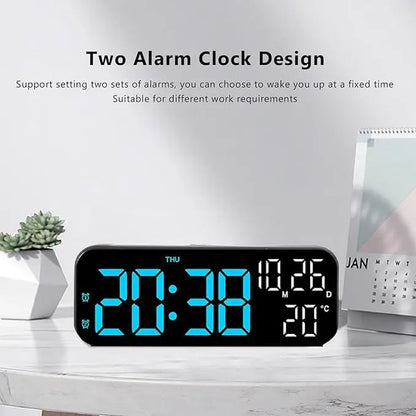 【Summer Sale Deals】Usb & Battery Charging Digital Wall Clock,Large Screen Wall Clock with Indoor Temperature Date Week Display Digital Clock, Multifunctional Alarm Clock，Halloween Gifts