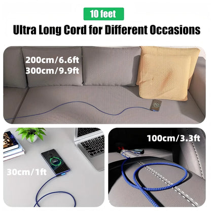 90-Degree USB-C Cable, USB-A to USB-C Right-Angle Nylon-Braided Durable Fast-Charging Cable for Cellphone, Iphone 16 Pro Max, Samsung Galaxy S24 Ultra and Ipad Air 6