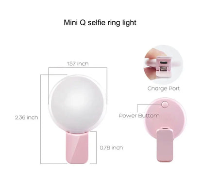 Mini Selfie Ring Light for Cellphones, Rechargeable Cell Phone Selfie Ring Light Clip on for Cellphones, Laptop, Make Up, Portable Phone Light