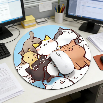 Fashion Cartoon round Mouse Pad, Anti-Slip Rubber Base, Computer Gaming Mouse Mat, Small Desktop Pad for Girls and Ladies, 7.87 Inches, Desktop Accessory