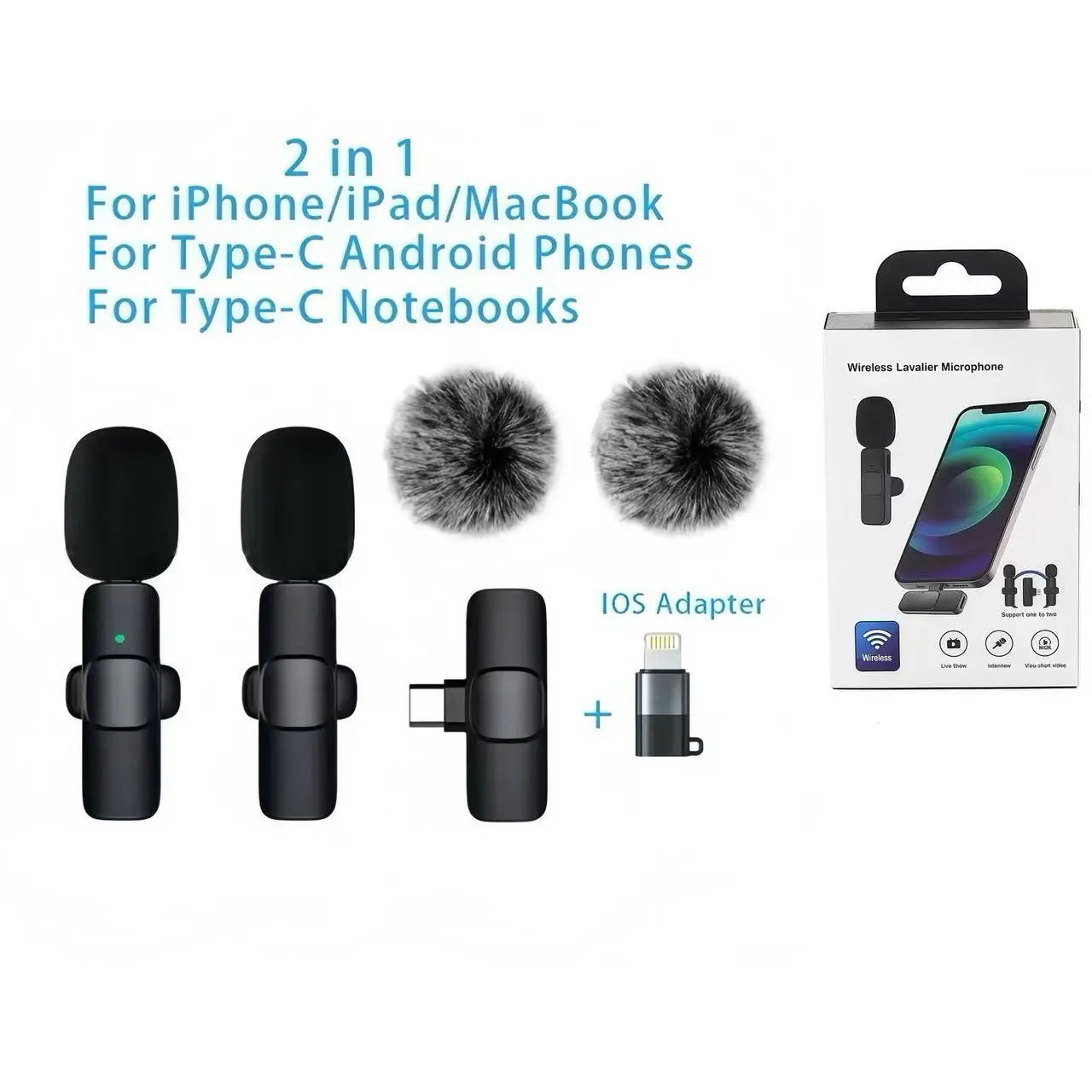 Lavalier Mic for Iphone/Android/Ipad - Mini Clip-On Microphone with Crystal Clear Sound for Live Streaming, USB-C Vlog Microphone for Smartphones