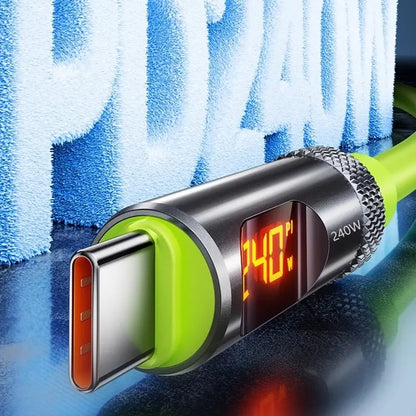 240W Super Fast Charging Cable, Type-C to Type-C Digital Display Charger, Rapid Charger Cable, Pd3.1 480Mbps High-Speed Data Transfer Line