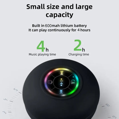 Waterproof Bluetooth-Compatible Speaker with LED Lights, Portable Wireless Mini Speaker for Bathroom, Kitchen and Outdoor Use, IPX4 Water-Resistant, Rechargeable Waterproof Speaker