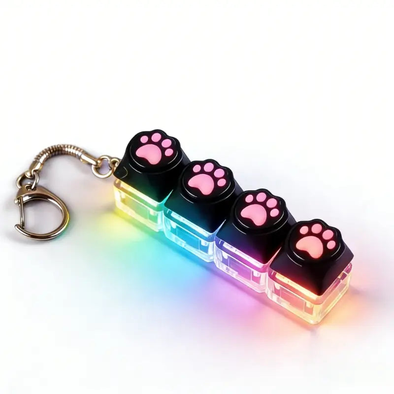LED Light Keychain Keyboard with Press and Click Buttons Button Clicker Keychain Multi Purpose Keychain Fidget Toy for Relieving Stress and Anxiety Portable Office Desk Accessories Office Decoration Gifts Sensory Fidget Keychain Fidget Keyring