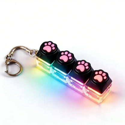 LED Light Keychain Keyboard with Press and Click Buttons Button Clicker Keychain Multi Purpose Keychain Fidget Toy for Relieving Stress and Anxiety Portable Office Desk Accessories Office Decoration Gifts Sensory Fidget Keychain Fidget Keyring