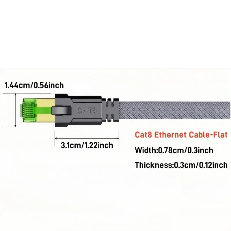 Cat 8 Ethernet Cable, High Speed Braided Twisted Pair 40Gbps 2000Mhz Network Cord, Heavy Duty LAN Cable Universal Compatibility Compatible for Gaming PC PS5 Xbox Modem Router