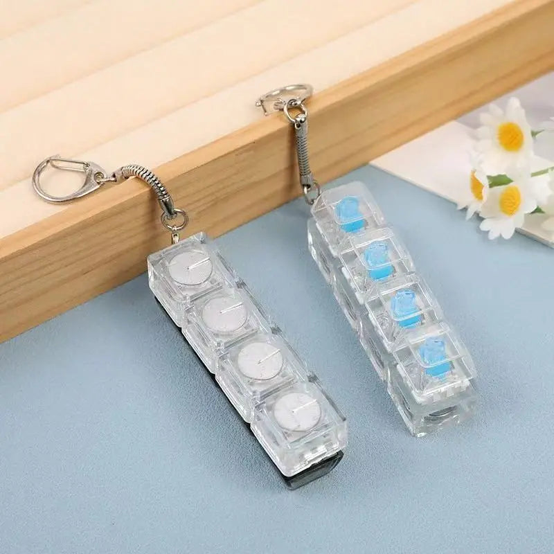 【Summervibes】Fidget Toys 1 Count LED Keyboard Keychain Fingertip Clicker Stress Relief Keychain Interesting Pendant‌ for Boys and Girls Portable Keychain Light with Crystal Keycaps and Transparent Design Unisex Elegant Style,Anxiety Toy
