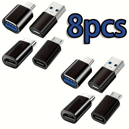 8-Piece USB to USB C Adapter Set, USB Type C Female to USB Adapter, Micro USB to USB C Female Male Conversion, Usb Adapter Kit Tiktokshopspringglowup