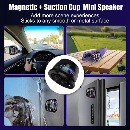 Circuiliving G200 Compact Portable Magnetic-Suction Cup Bluetooth Speaker - IPX4 Waterproof, RGB Lights, TWS Stereo Surround Sound, Smartphone Holder, Suitable for Outdoor & Car Use, Compatible with Iphone & Android, Ideal Gift