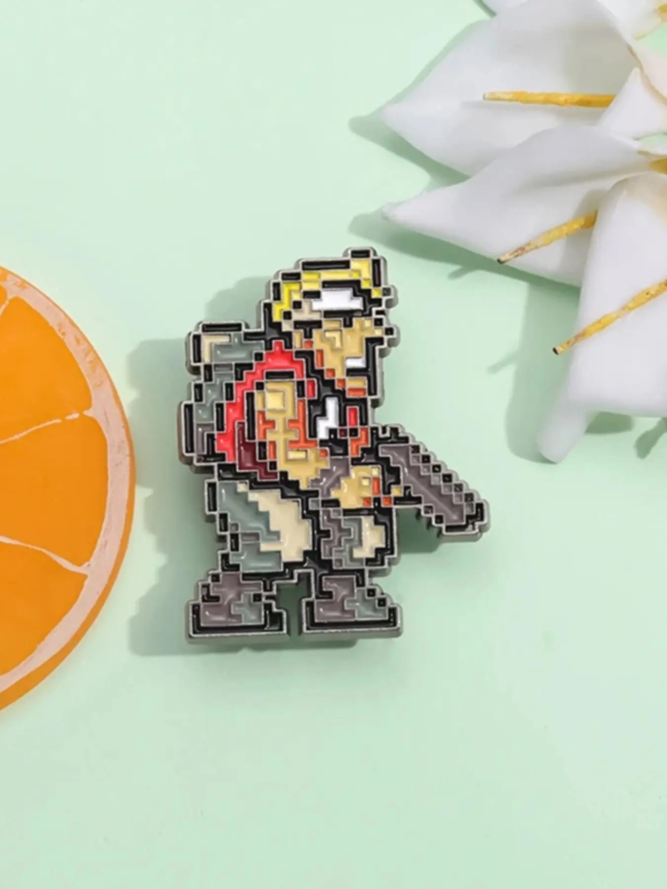 Alloy Bullet Shooting Game Enamel Pin Durable Metal Pins Pixel Arcade Game Alloy Brooch Lapel Backpack Badge Fashion Jewelry Accessories Gift for Friends