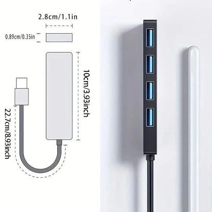 4-In-1 USB 3.0 Hub, Portable USB Hub 4-Port Hub Splitter Multi-Function Adapter and Extension for Laptops, Desktop Computers and Phones, Office Accessories #GLOBAL PICKS