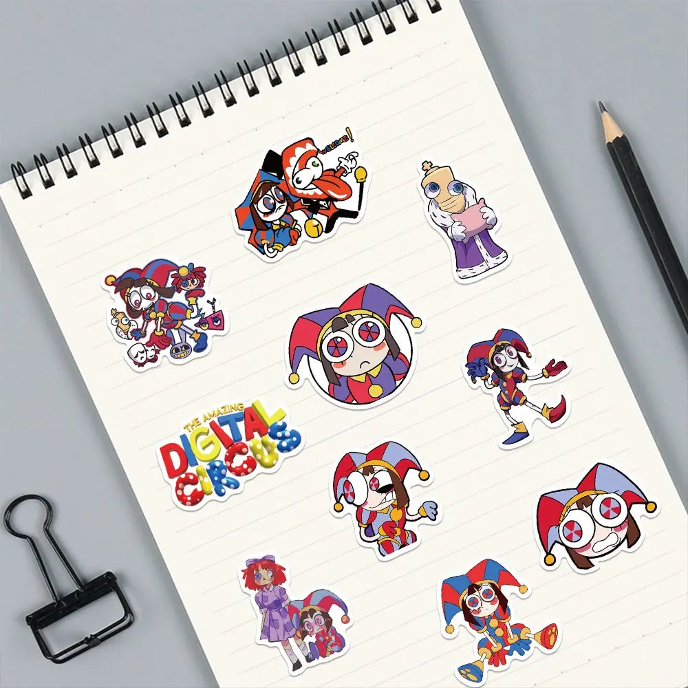 56Pcs Magic Number Circus Stickers, Sticker Packs, Guitar Notebook Luggage DIY Waterproof Decals, Flat Style, Ca Prop 65 Compliant, Decorative Stickers