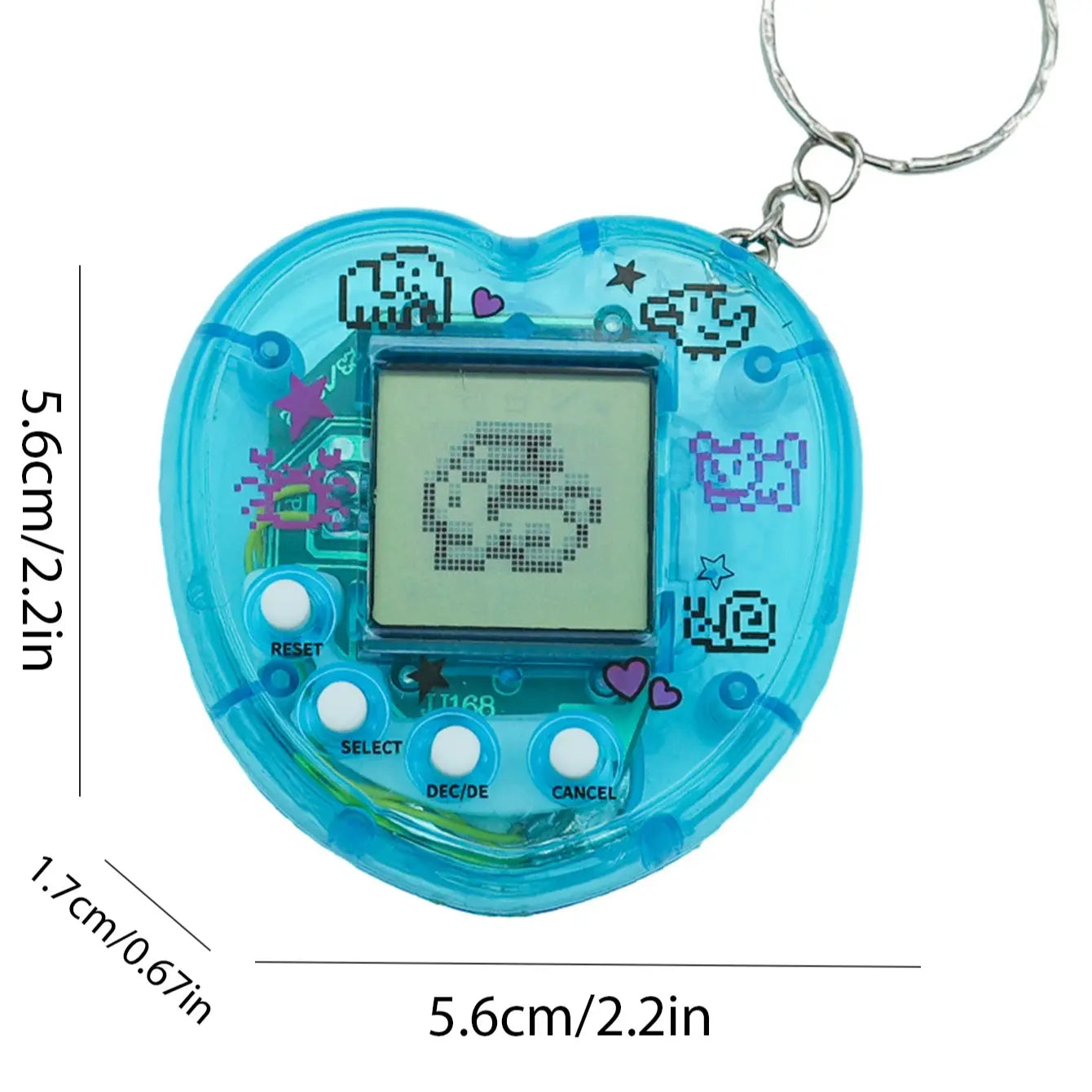 Mini Virtual Pet Game Console, 168 Pet Options Availabletransparent Heart-Shaped Appearance with DIY Customizationportable Design (Can Be Used as Keychain/Bag Pendant)Educational Interactive Toy for Kids’ Pet-Raising Funideal Gift for Halloween