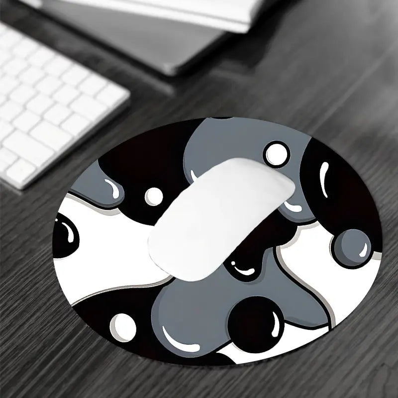 Abstract Black White Fluid Design Large Gaming Mouse Pad,Desktop Drotection Pad,Washable Rubber Pad Non-Slip Lock Edge Suitable for Home Office,Desk Accessories,Computer Desk Accessories