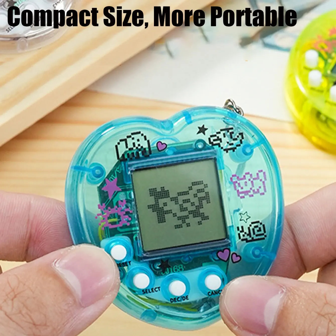 Mini Virtual Pet Game Console, 168 Pet Options Availabletransparent Heart-Shaped Appearance with DIY Customizationportable Design (Can Be Used as Keychain/Bag Pendant)Educational Interactive Toy for Kids’ Pet-Raising Funideal Gift for Halloween