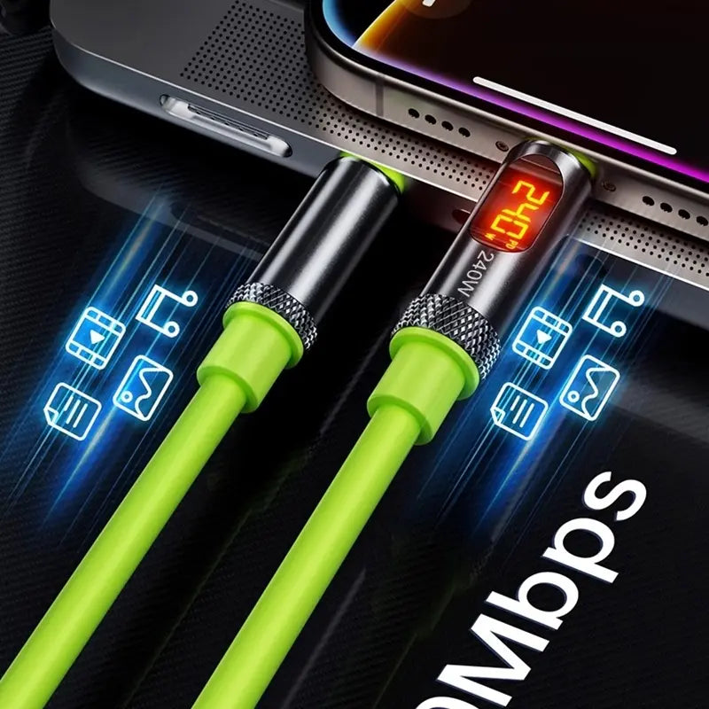 240W Super Fast Charging Cable, Type-C to Type-C Digital Display Charger, Rapid Charger Cable, Pd3.1 480Mbps High-Speed Data Transfer Line