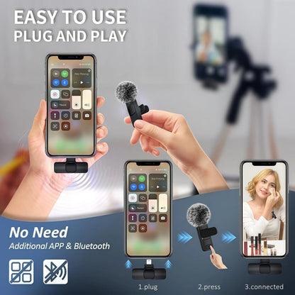 Lavalier Mic for Iphone/Android/Ipad - Mini Clip-On Microphone with Crystal Clear Sound for Live Streaming, USB-C Vlog Microphone for Smartphones