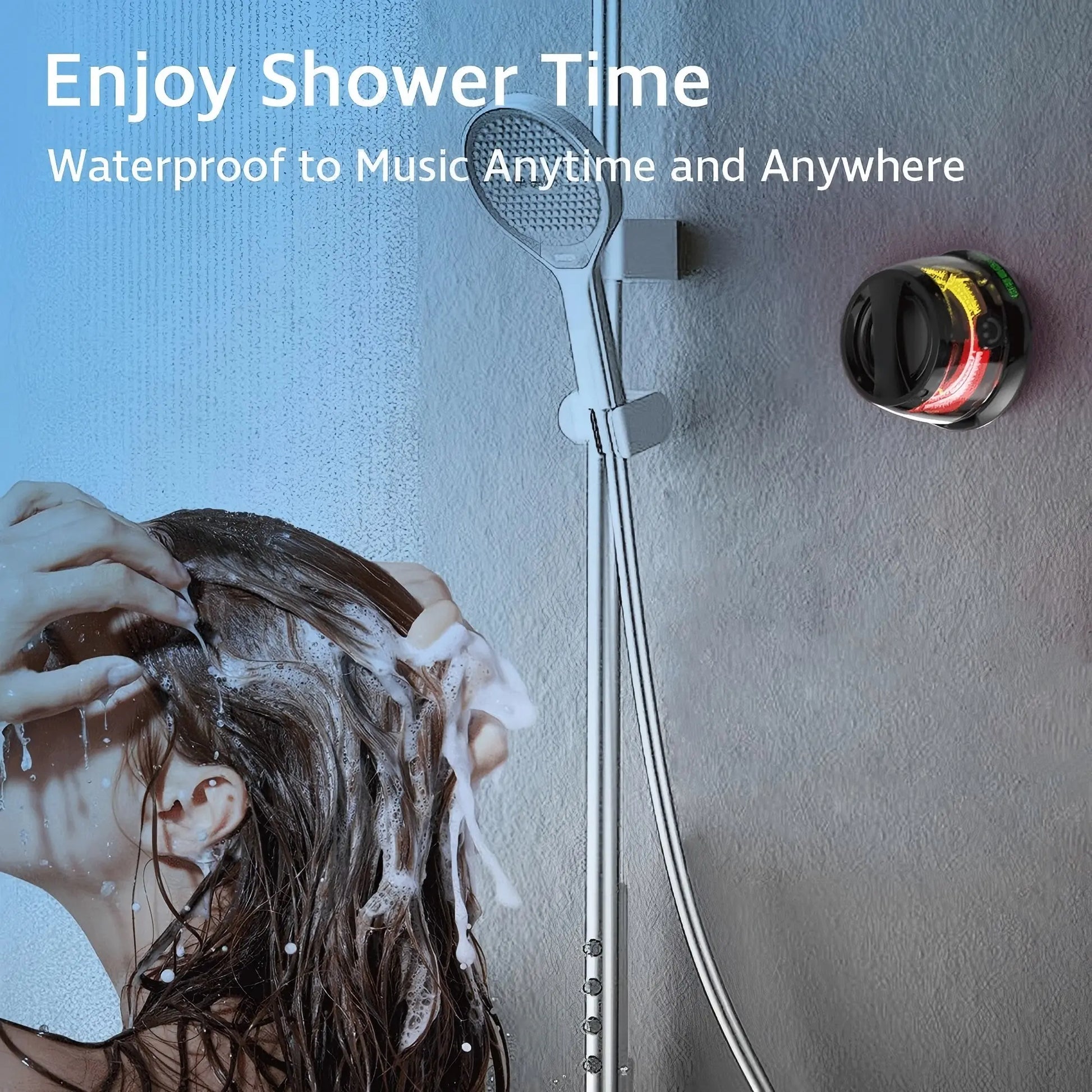 Circuiliving G200 Compact Portable Magnetic-Suction Cup Bluetooth Speaker - IPX4 Waterproof, RGB Lights, TWS Stereo Surround Sound, Smartphone Holder, Suitable for Outdoor & Car Use, Compatible with Iphone & Android, Ideal Gift