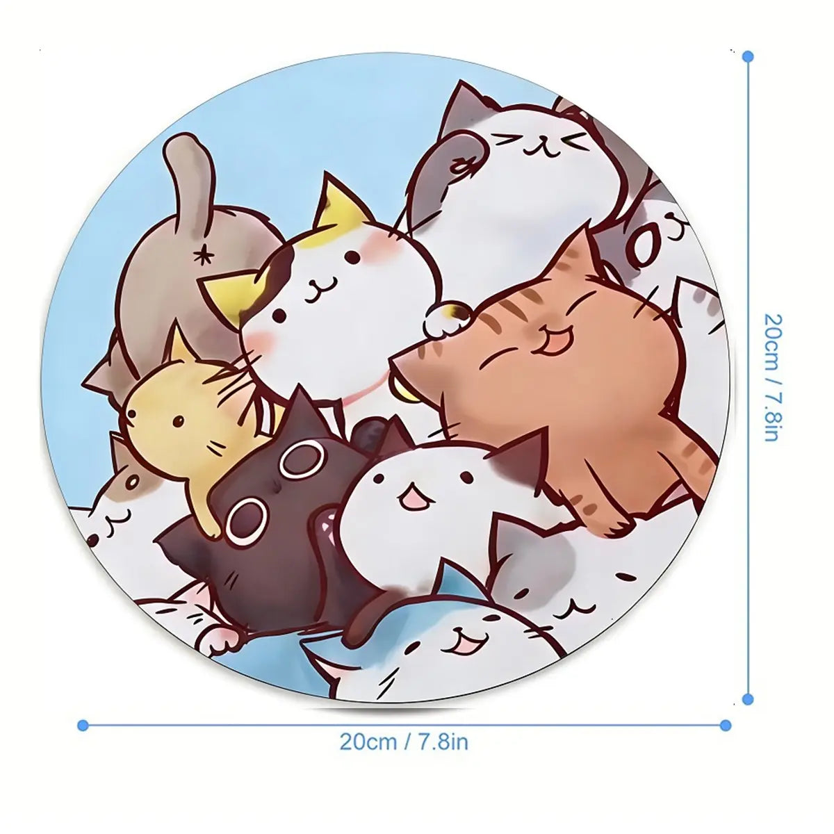 Fashion Cartoon round Mouse Pad, Anti-Slip Rubber Base, Computer Gaming Mouse Mat, Small Desktop Pad for Girls and Ladies, 7.87 Inches, Desktop Accessory