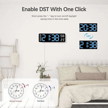 【Summer Sale Deals】Usb & Battery Charging Digital Wall Clock,Large Screen Wall Clock with Indoor Temperature Date Week Display Digital Clock, Multifunctional Alarm Clock，Halloween Gifts