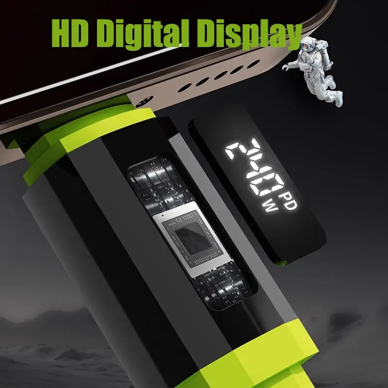 Digital Display 240W Super Fast Charging Cable, USB-C to USB-C Silicone Smartphone Charger Line, Compatible with Iphone 16 Pro Max, Samsung Galaxy S23/S22/S21