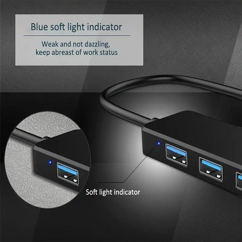 4-In-1 USB 3.0 Hub, Portable USB Hub 4-Port Hub Splitter Multi-Function Adapter and Extension for Laptops, Desktop Computers and Phones, Office Accessories #GLOBAL PICKS
