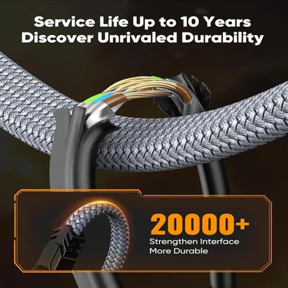 Cat 8 Ethernet Cable, High Speed Braided Twisted Pair 40Gbps 2000Mhz Network Cord, Heavy Duty LAN Cable Universal Compatibility Compatible for Gaming PC PS5 Xbox Modem Router