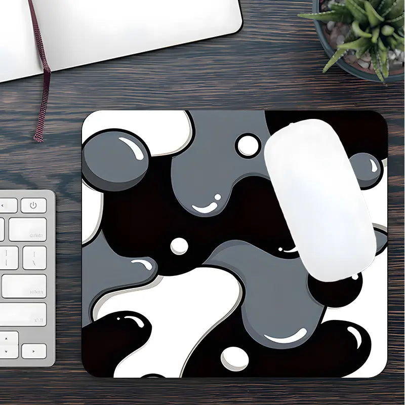 Abstract Black White Fluid Design Large Gaming Mouse Pad,Desktop Drotection Pad,Washable Rubber Pad Non-Slip Lock Edge Suitable for Home Office,Desk Accessories,Computer Desk Accessories