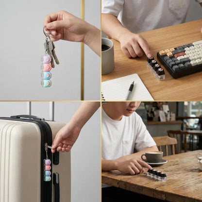 LED Light Keychain Keyboard with Press and Click Buttons Button Clicker Keychain Multi Purpose Keychain Fidget Toy for Relieving Stress and Anxiety Portable Office Desk Accessories Office Decoration Gifts Sensory Fidget Keychain Fidget Keyring